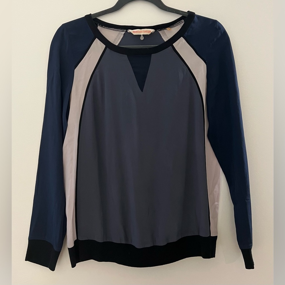 Rebecca Taylor Navy, Long-Sleeve Blouse